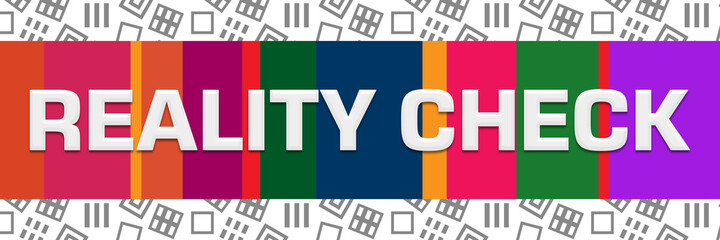 Reality Check Grey Squares Background Colorful Stripes Horizontal 