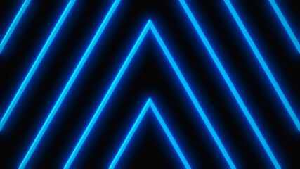 Obraz premium Abstract minimalistic geometric background, blue neon frame for design, triangle shape
