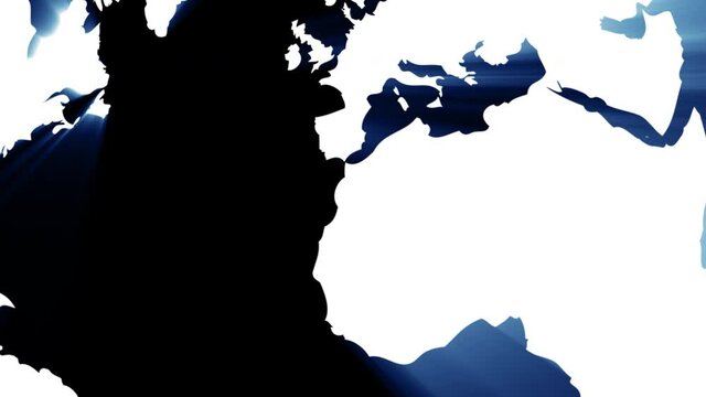 Transitions World Map Clean Blue Alpha Channel Transparent