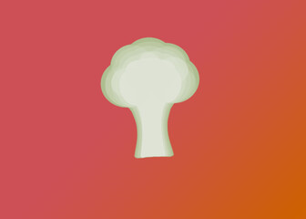 green broccoli on a red background drawing