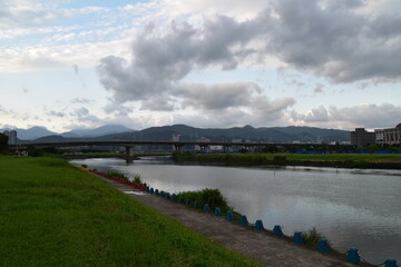 Fototapeta na wymiar A river with clouds in Taipei, Taiwan