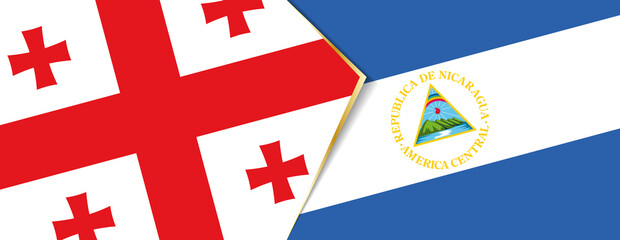 Georgia and Nicaragua flags, two vector flags.