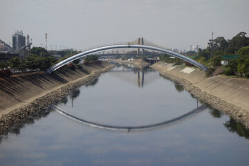 Eye-level shot of a bridge over a river in Brazil