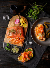 Vodka and juniper berries gravlax