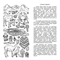 Illusrtation with cute hand drawn Peru related icons. Vector travel collection. 