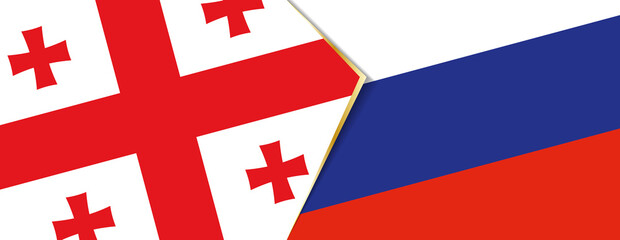 Georgia and Russia flags, two vector flags.