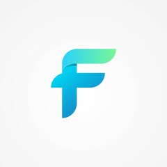 Letter f abstract logo design template with 3d gradient colorful