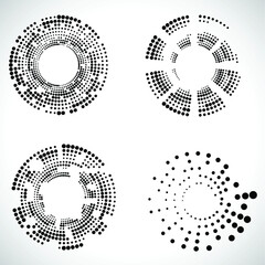 Halftone dots in circle form. round logo . vector dotted frame . design element