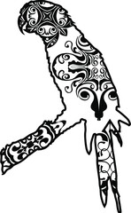 Bird Vector Black Design With Nature Pattern