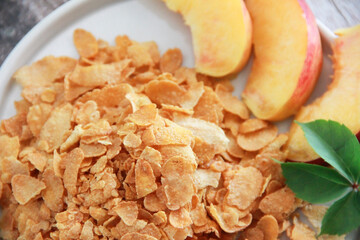 natural dry Breakfast cereal muesli on a plate