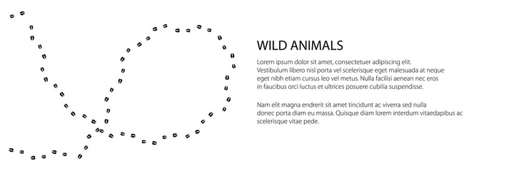 Banner of track of forest animal, trace of a roe deer animal , vector illustration © serz72