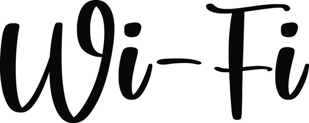  Wi-Fi Typography/Calligraphy  Black Color Text On White Background