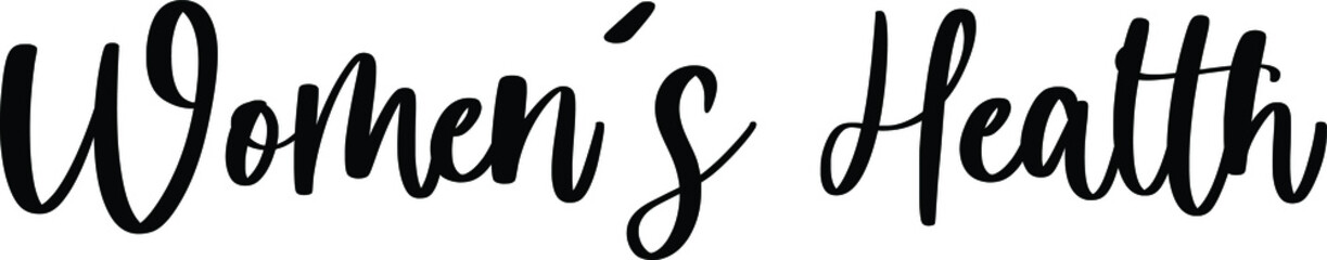 Women's Health Typography/Calligraphy  Black Color Text On White Background