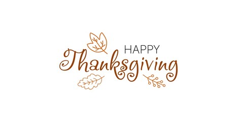 Hand drawn Happy Thanksgiving typography lettering poster. Celebration quote on textured background for postcard, icon, logo, badge. Thanksgiving celebration vector calligraphy text with wreath