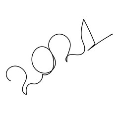 vector, isolated, one line drawing 2021, sketch