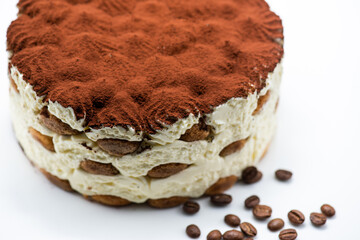 Delicious tiramisu cake with coffee