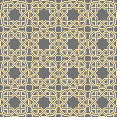 Fototapeta premium Seamless golden background for your designs. Modern vector ornament. Geometric abstract pattern