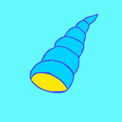 Seashell on the cyan background