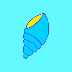 Seashell on the cyan background