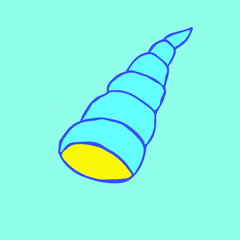 Seashell on the cyan background