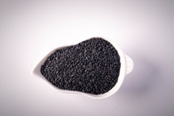 Black sesame in white ceramic cup