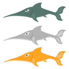 Set of vector swordfish. Illustration on the theme of the inhabitants of the seas and oceans.