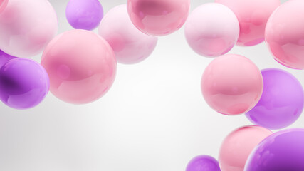 Abstract background with copy space made of pink balloons and spheres.