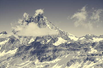 Fototapeta na wymiar Spectacular view of Matterhorn from Italian side.