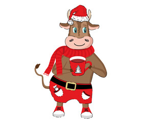 Year of the bull 2021. New year illustration. Vector.	