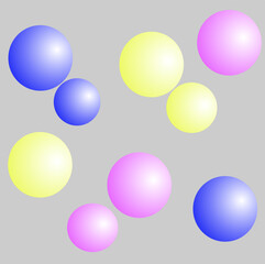 Bright colored balls, gradient. Abstract pattern on a gray background. Greeting card, banner, cover.
