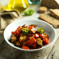 Traditional homemade eggplant stew or caponata