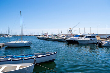 fishing boats moored in a pier mediterranean sea dock