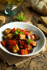 Traditional homemade eggplant stew or caponata