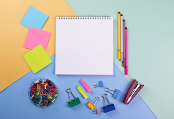schooling concept represented by different stationary items