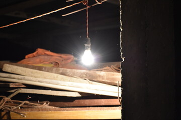 Lighting bulb in the wood room