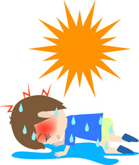 熱中症で倒れる子供のイラスト