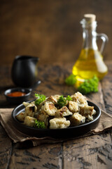 Deep fried eggplant with fresh parsley
