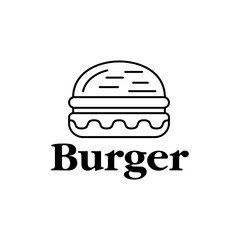 Black outlined symbol of a hamburger, isolated on white background.