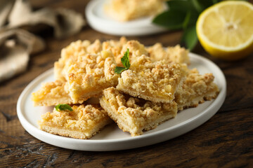 Homemade lemon bars with streusel
