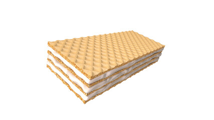 Cracked milk wafer flavor, with Clipping path 3d illustration.