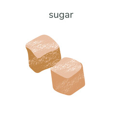 Vector illustration of brown sugar cane isotated on white background. Hand drawn illustration with textures.