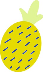 Poster with Image of pineapple fruit. Vector illustration.