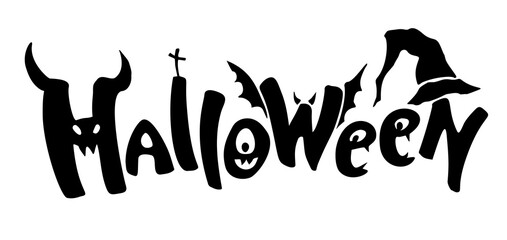 Black halloween decorative lettering. Element for your design.