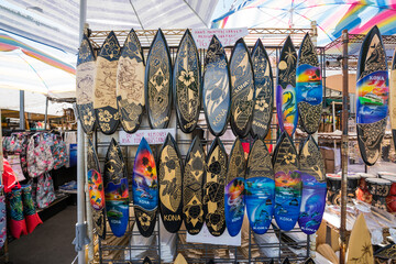 Kailua, Hawaii/USA - September. 28 2019: market in Kailua on the island of Hawaii (Big Island).