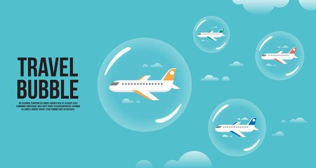 Travel bubble concept vector illustration. New travel trends. New normal lifestyle of traveling.