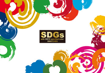 SDGs指定色(CMYK)のアブストラクトフレーム（CMYK指定色スウォッチ付）