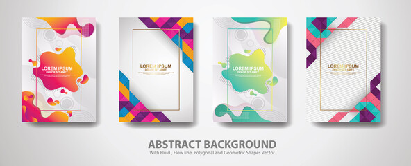 Set of cover design template with abstract fluid shapes and modern diagonal texture ornament Backgrounds