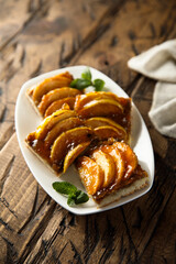 Homemade apple pie with apricot jam