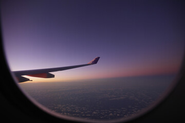 ハワイからの帰り、飛行機からの夕焼け
