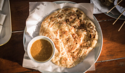 Breakfast Roti Set for Muslims in Muslim Restaurant, Narathiwat, Thailand
